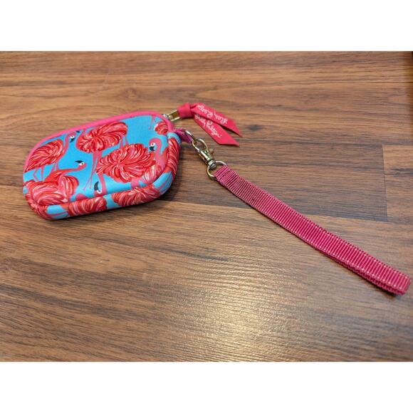 Lilly Pullitzer Flamingo Print Wristlet Key Chain Coin Purse - Picture 4 of 7